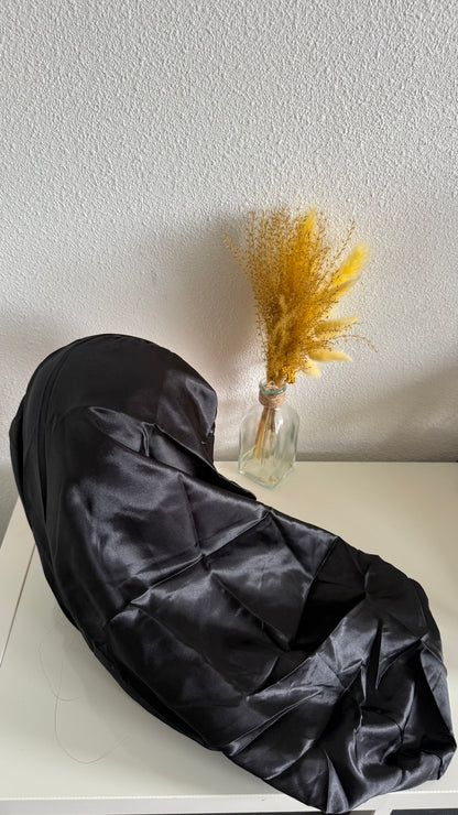 Extra Long Satin Bonnet – Black | Protective Sleep Cap