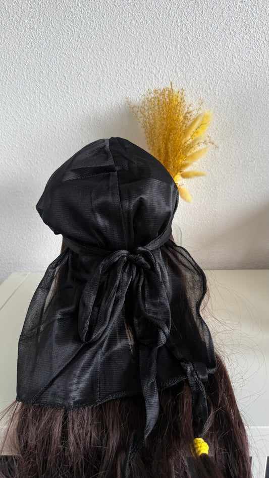 Black Silky Durag – Long Tail | Wave & Hair Protection