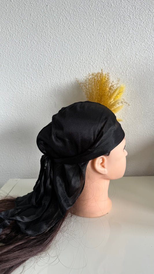 Black Silky Durag – Long Tail | Wave & Hair Protection