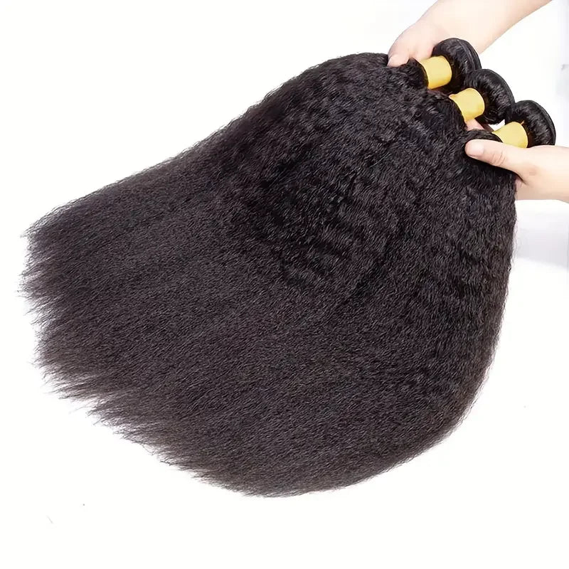 Raw Brazilian Virgin Hair Bundles Kinky Straight Human Hair Weave Bundles Remy Hair Extension 1 3 4 Bundles Coarse Yaki 30 inch