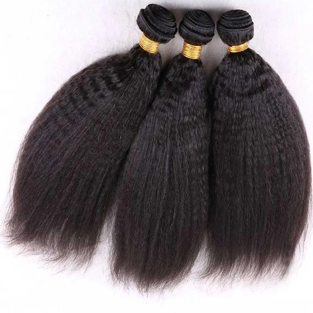 Raw Brazilian Virgin Hair Bundles Kinky Straight Human Hair Weave Bundles Remy Hair Extension 1 3 4 Bundles Coarse Yaki 30 inch