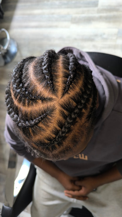 Men's Side or Diagonal Cornrows
