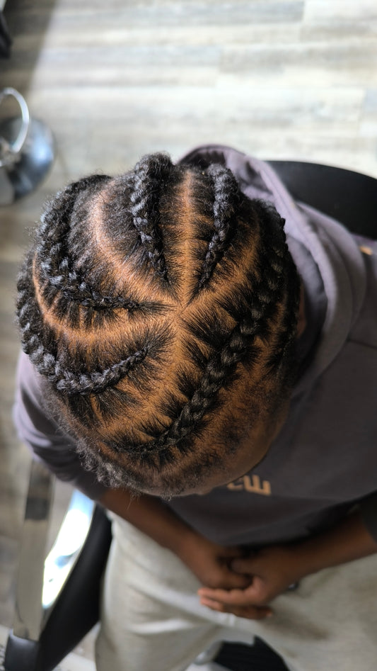 Men's Side or Diagonal Cornrows